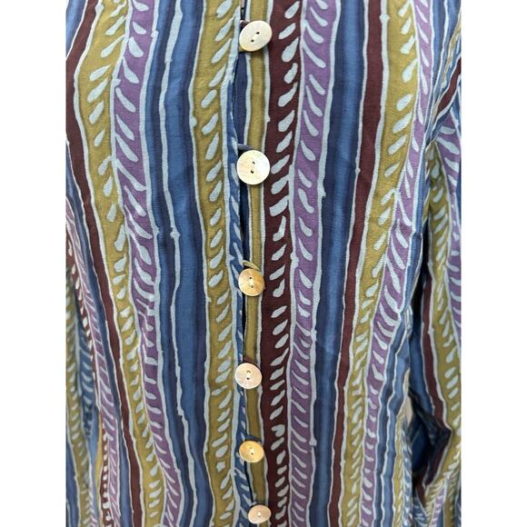 Albert and Pearl 100% Silk Boho Retro Eclectic Abstract Striped Blouse Size L - Picture 3 of 4